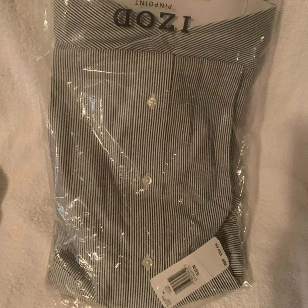 IZOD PINPOINT 100% COTTON FRENCH CUFFS SHIRT - Picture 2 of 4